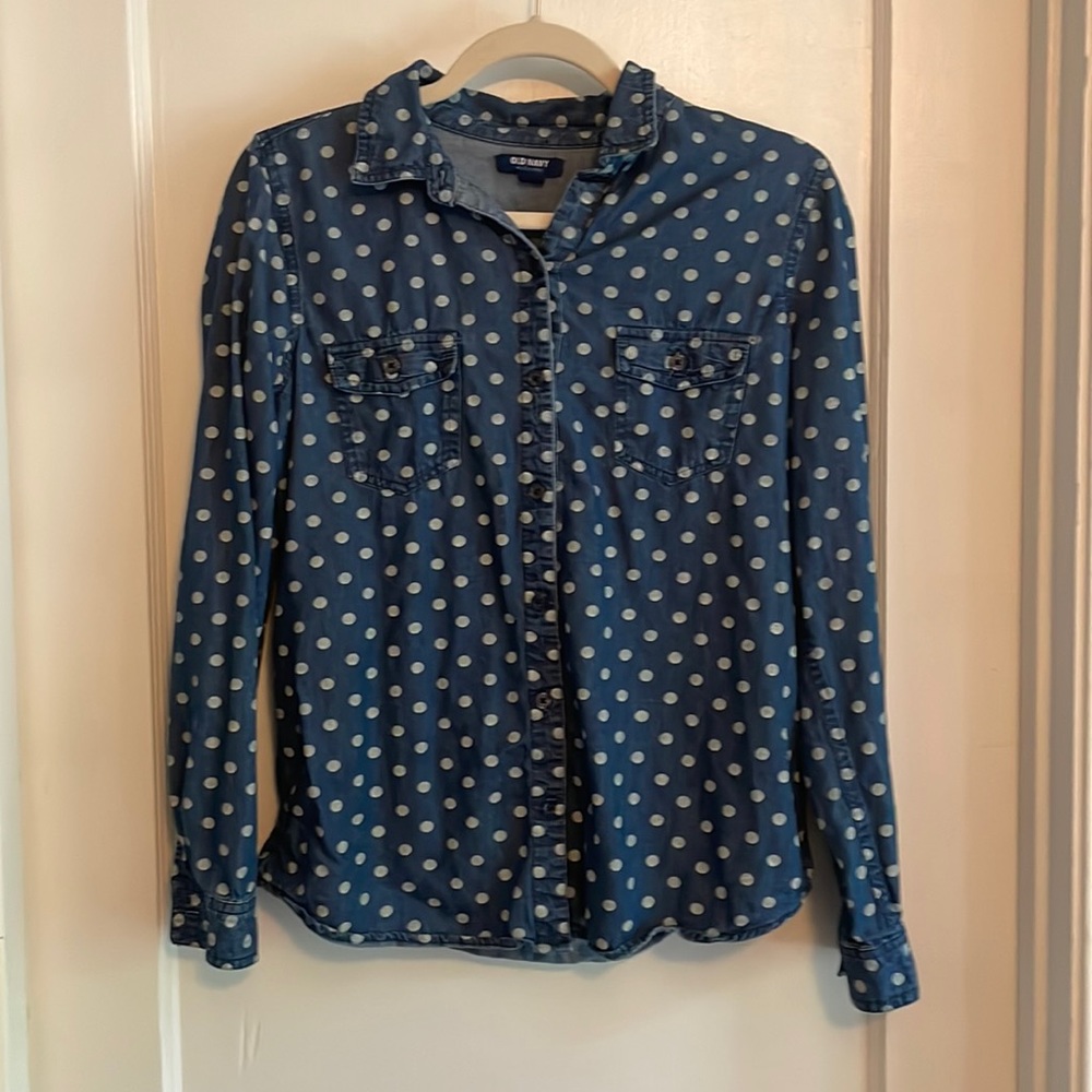 Old Navy Denim shirt-polka dots!